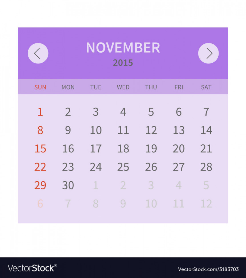 Calendar monthly november  in flat design Vector Image