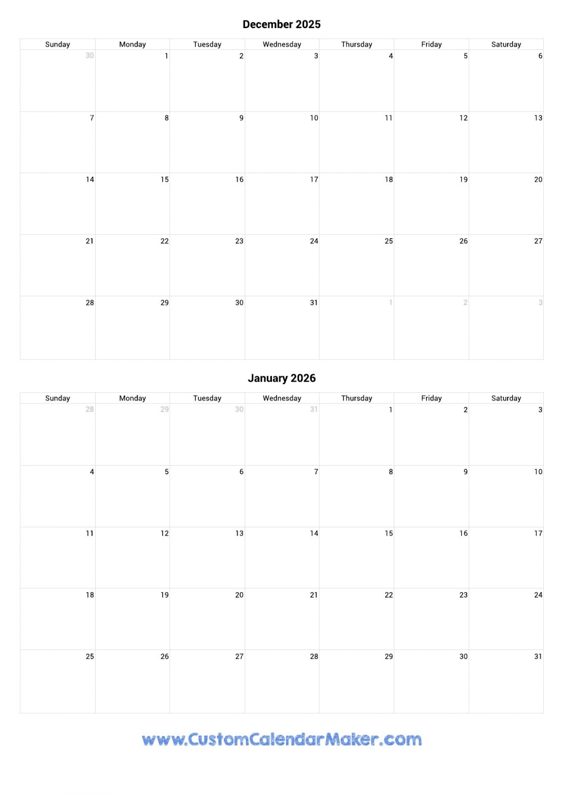 december and january printable calendar template 17