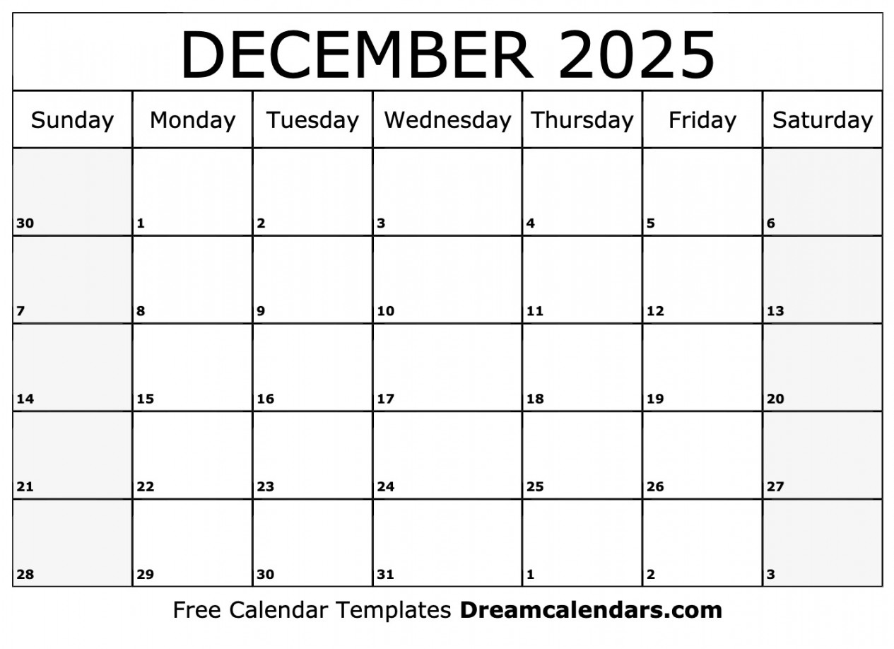 December  Calendar - Free Printable with Holidays and Observances