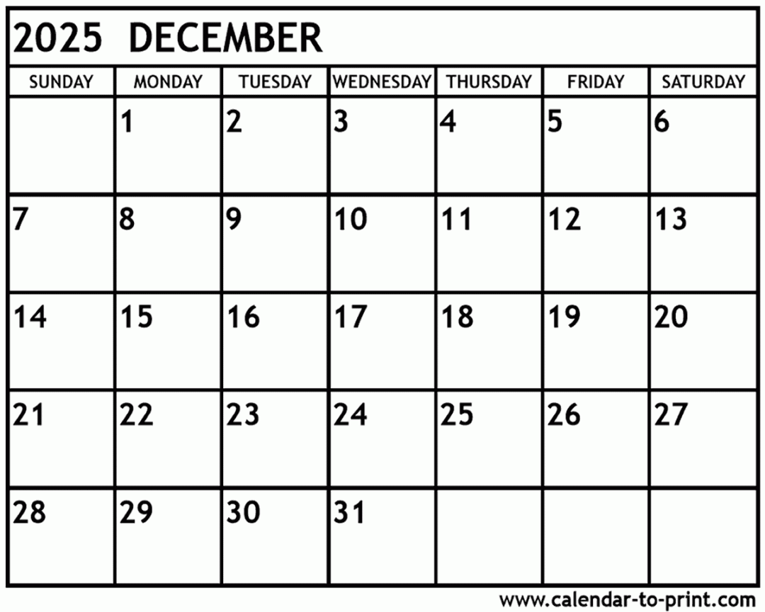 december calendar printable