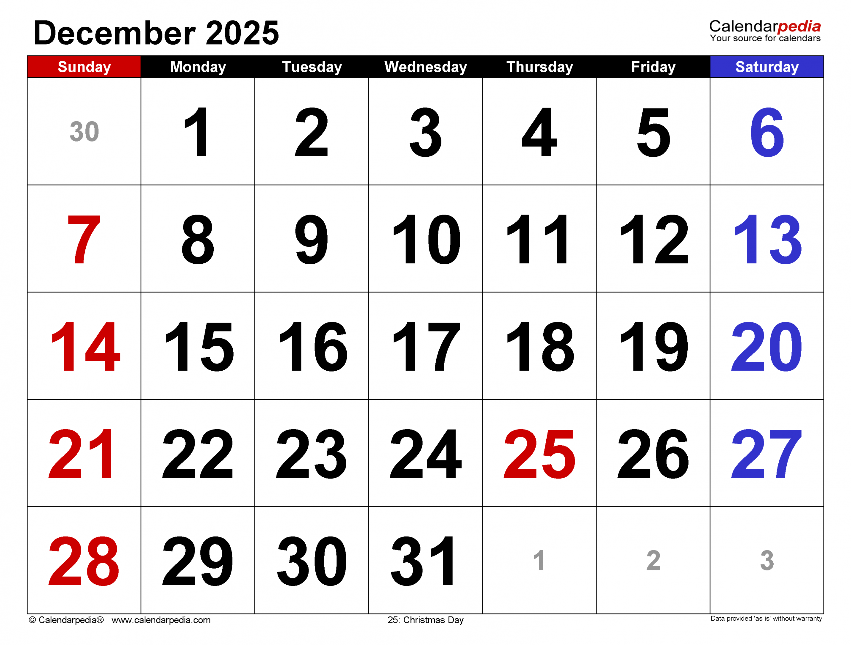 december calendar templates for word excel and pdf 4