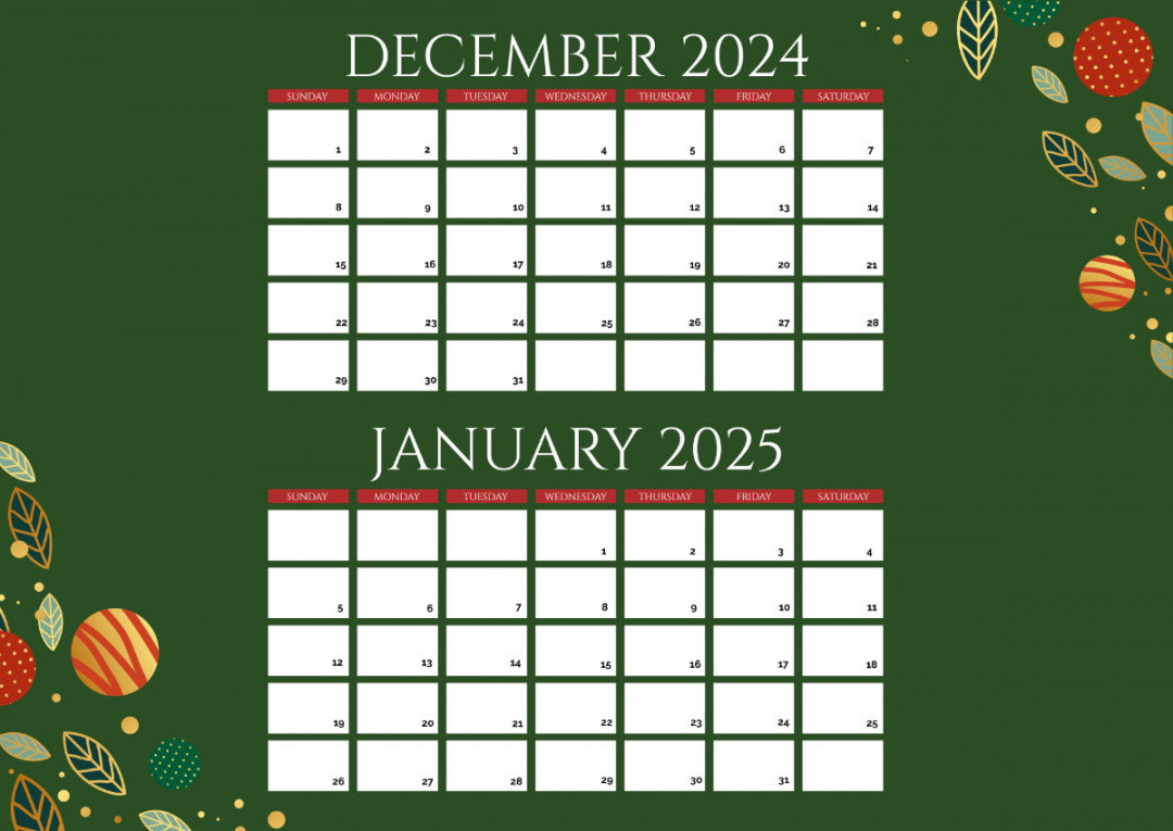 December January Calendar - Templates - Edit Online