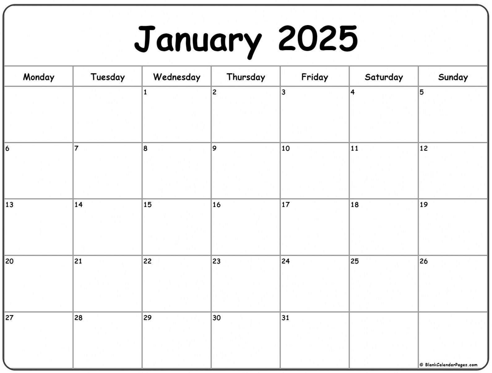 january monday calendar monday to sunday 0