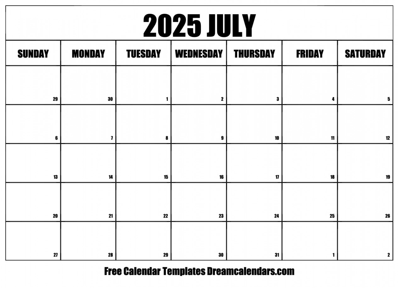 July  Calendar - Free Printable with Holidays and Observances