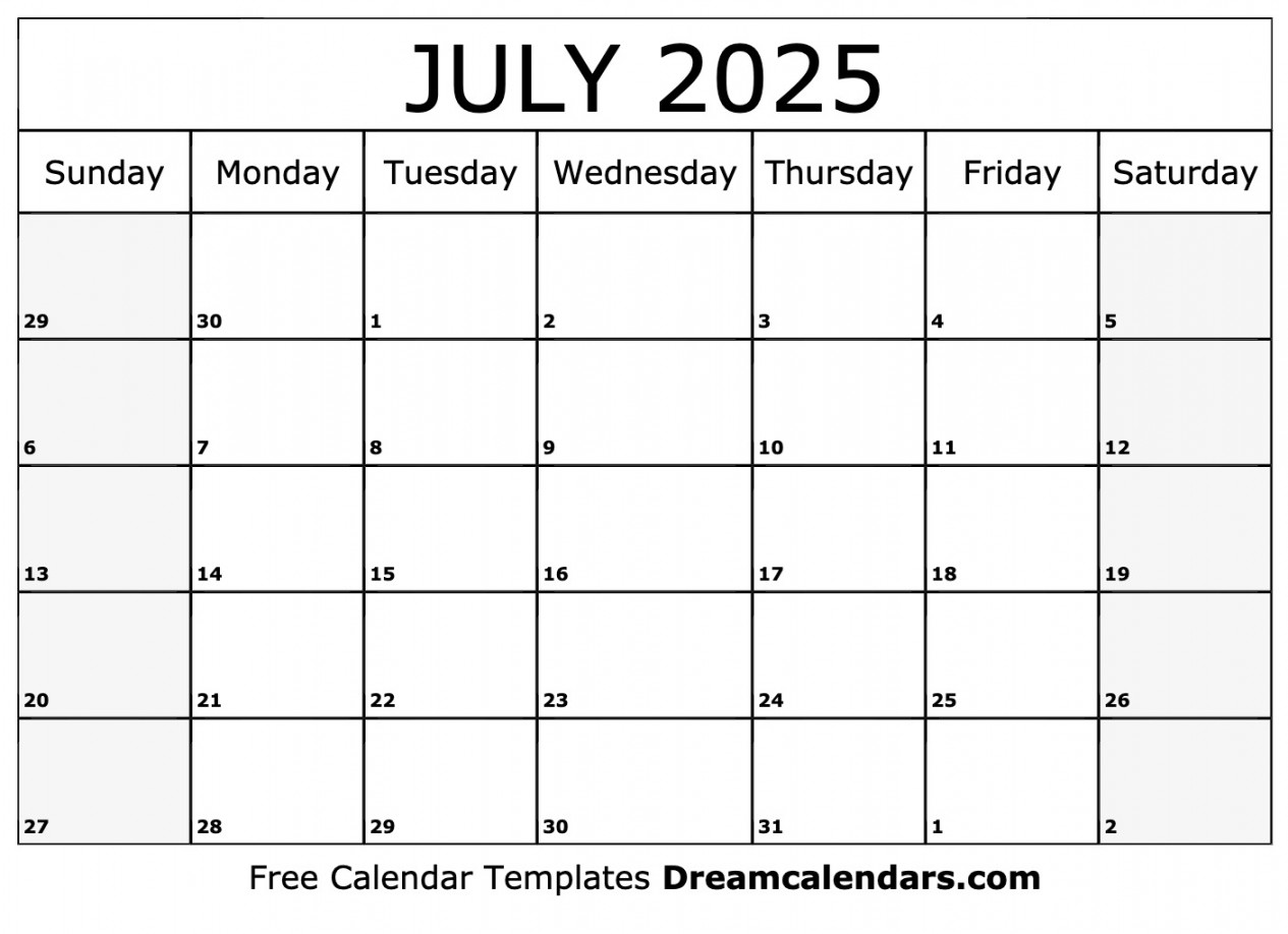 July  Calendar - Free Printable with Holidays and Observances