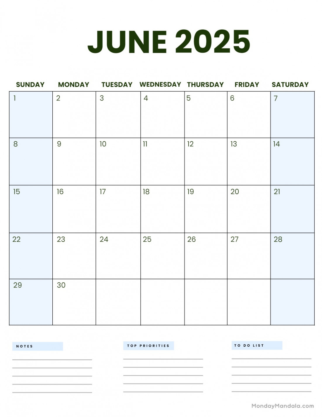 June  Calendar ( Free PDF Printables)