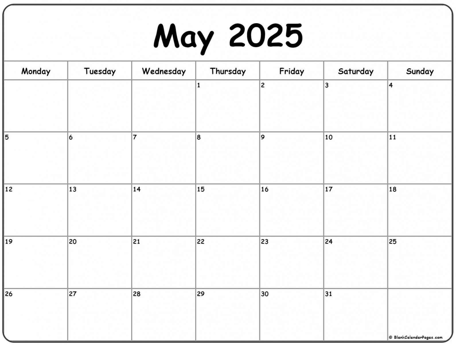 may monday calendar monday to sunday 1