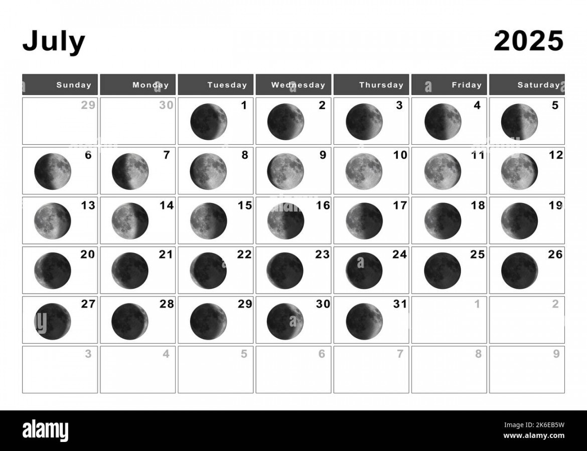 Moon calendar july Cut Out Stock Images & Pictures - Alamy