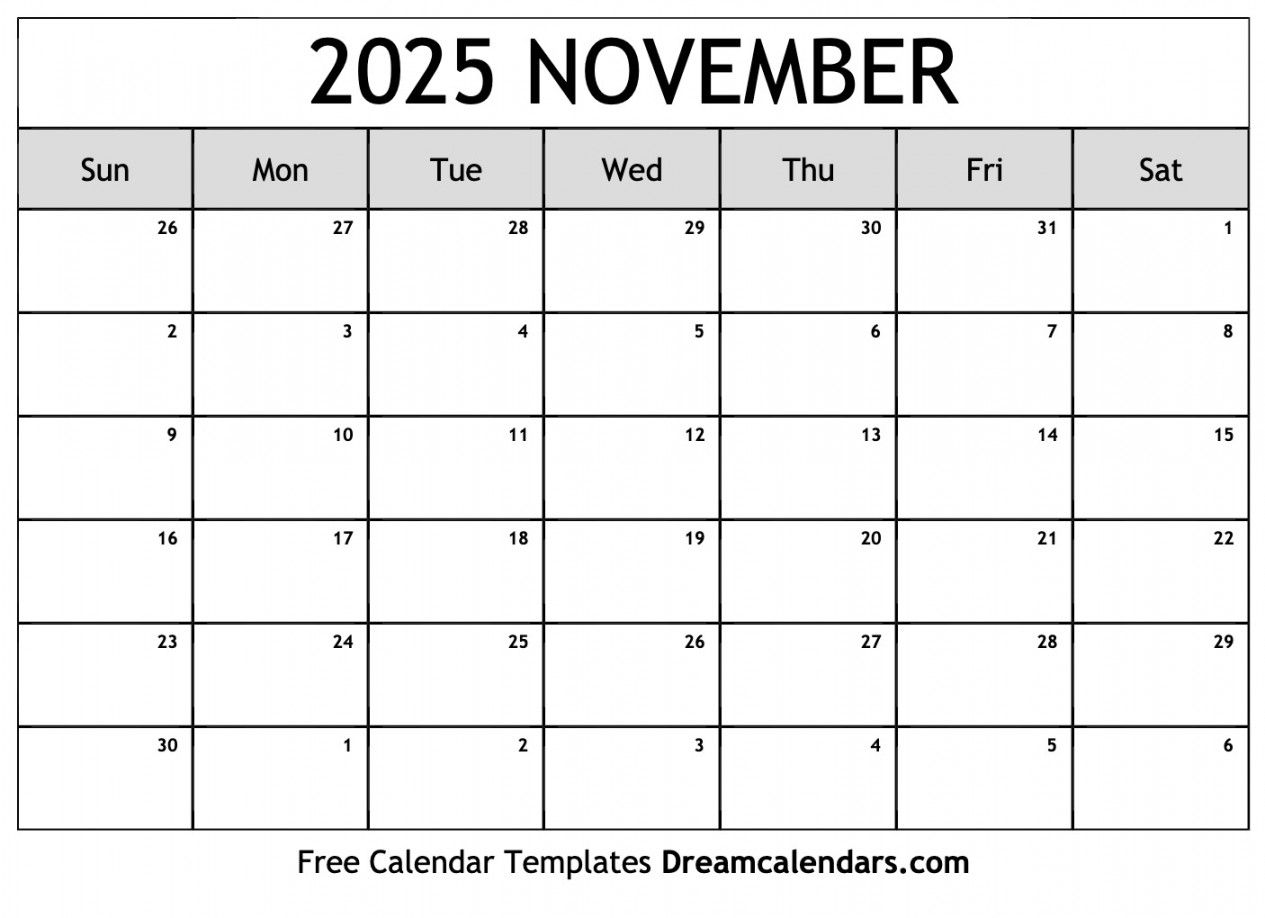 November  Calendar - Free Printable with Holidays and Observances