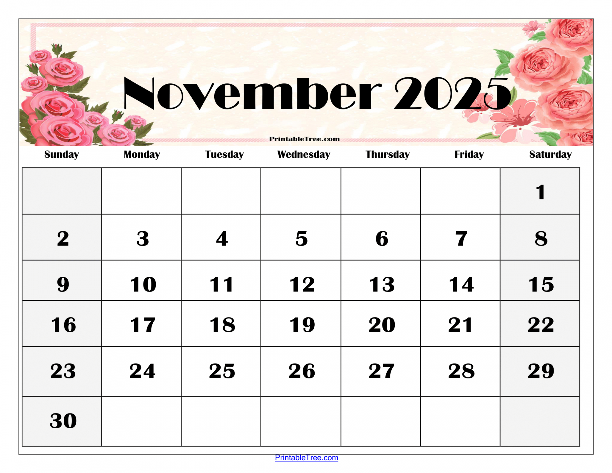 november calendar printable pdf template with holidays