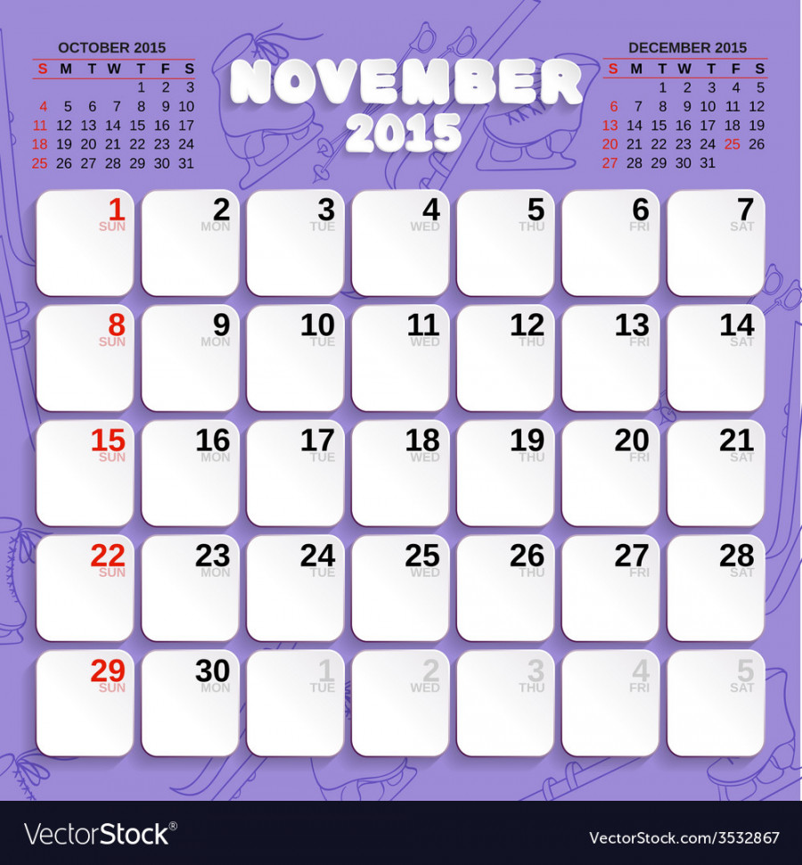 November month calendar  Royalty Free Vector Image