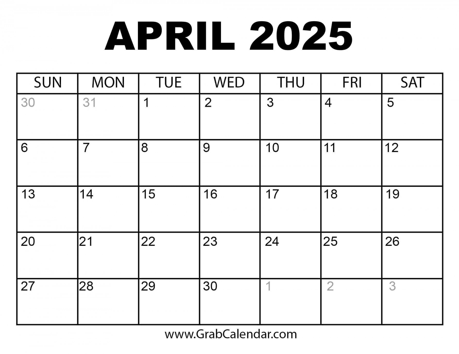 printable april calendar 20