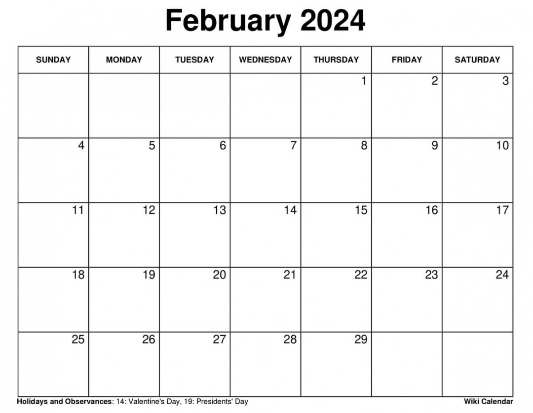 Printable February  Calendar Templates with Holidays