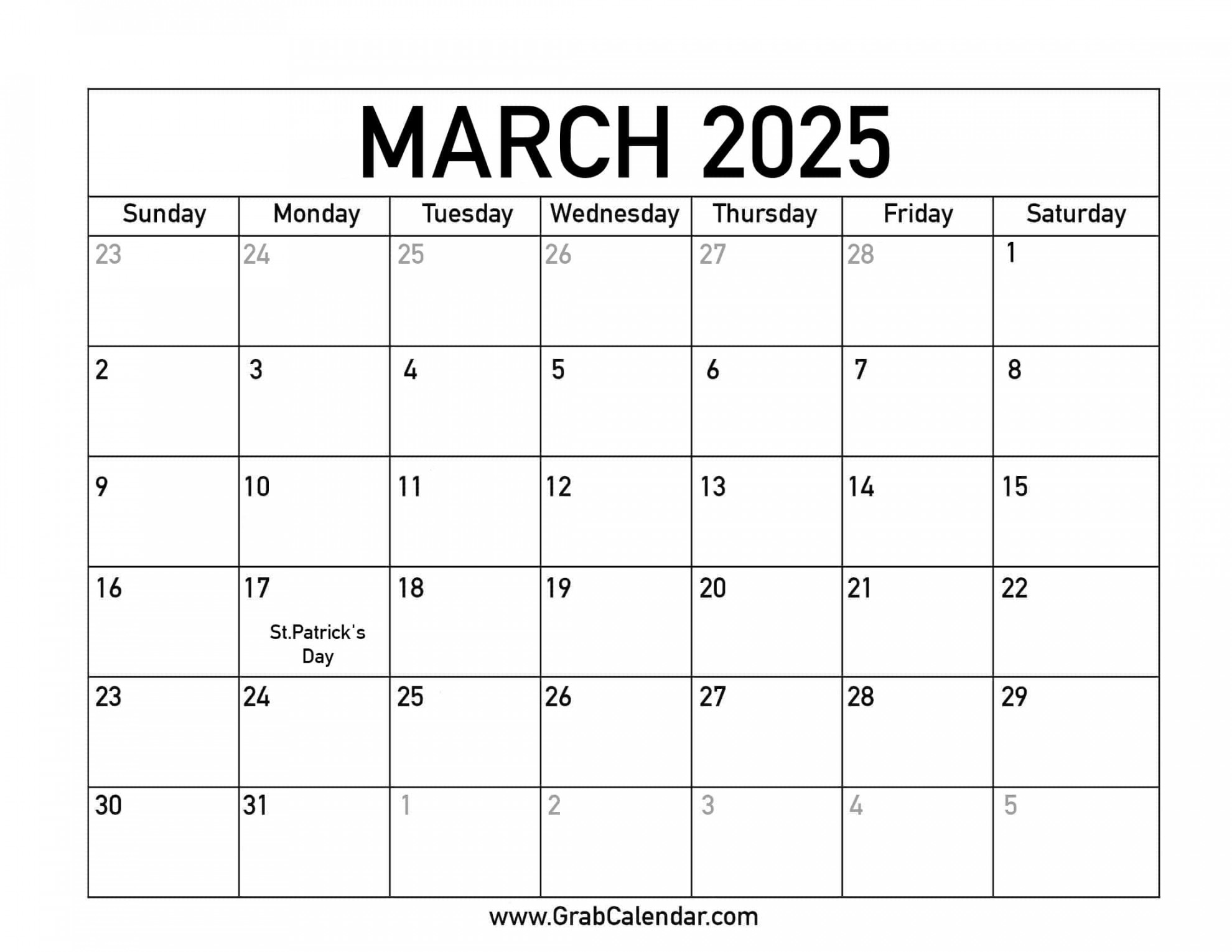 printable march calendar 12