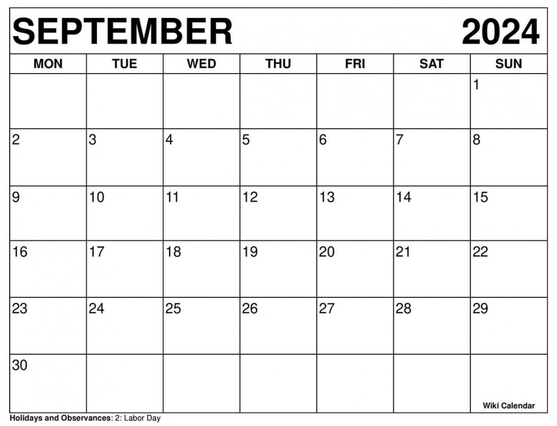 Printable September  Calendar Templates With Holidays