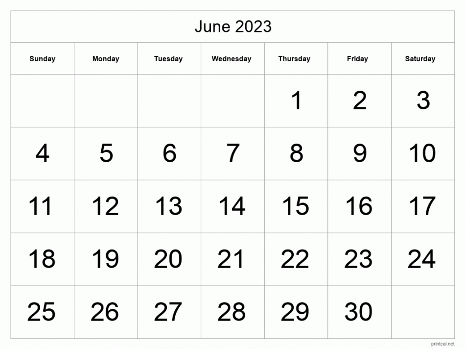 show me a calendar for the month of june