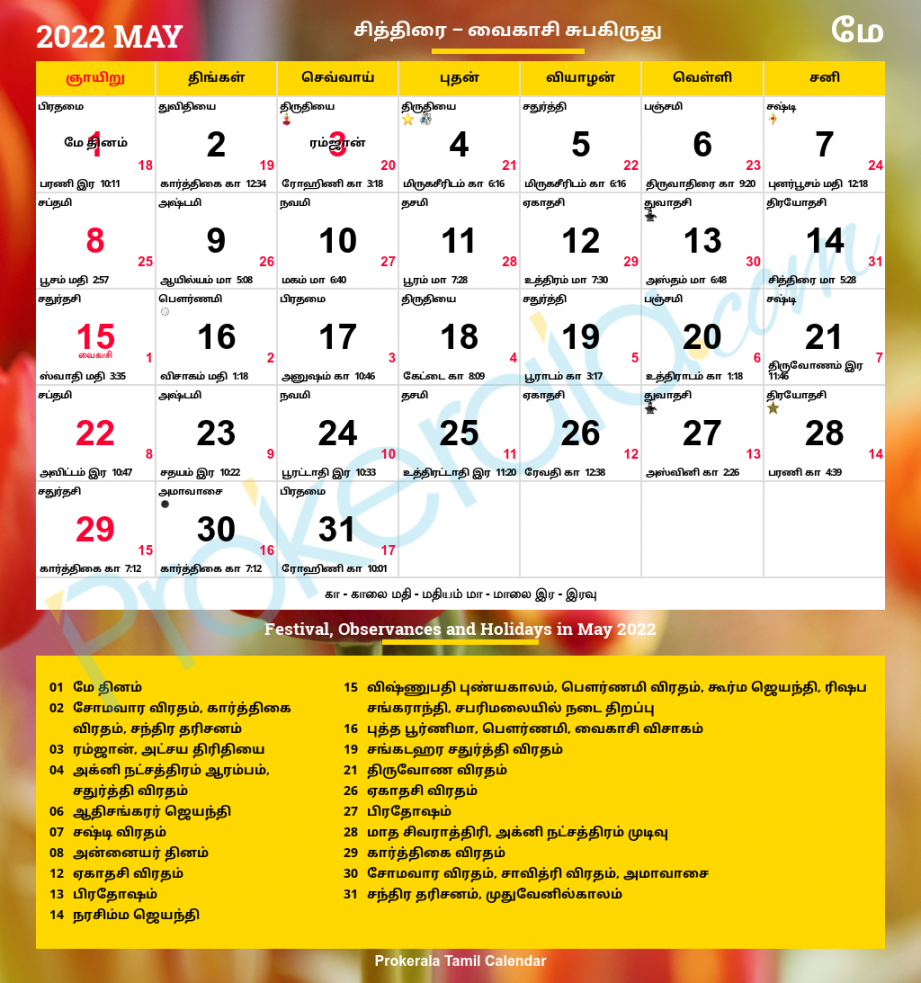 Tamil Calendar , May