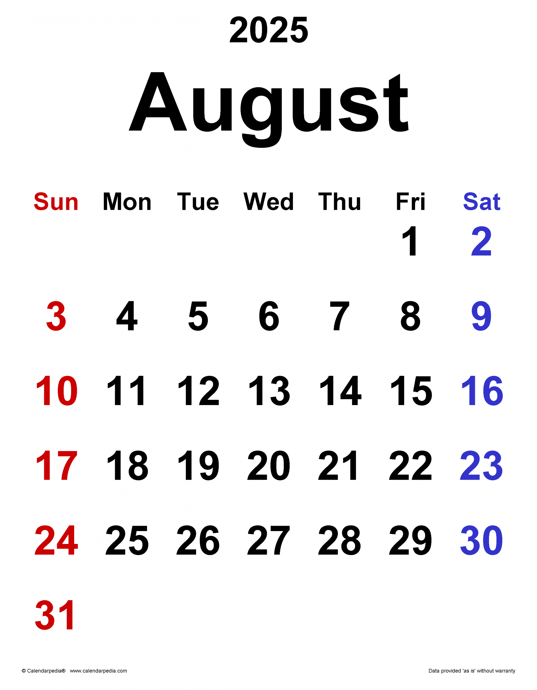 august calendar templates for word excel and pdf 20