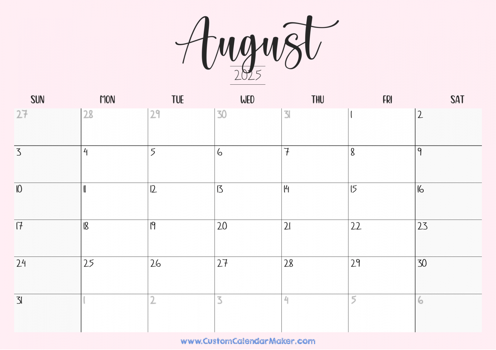 august printable calendar free templates pdf