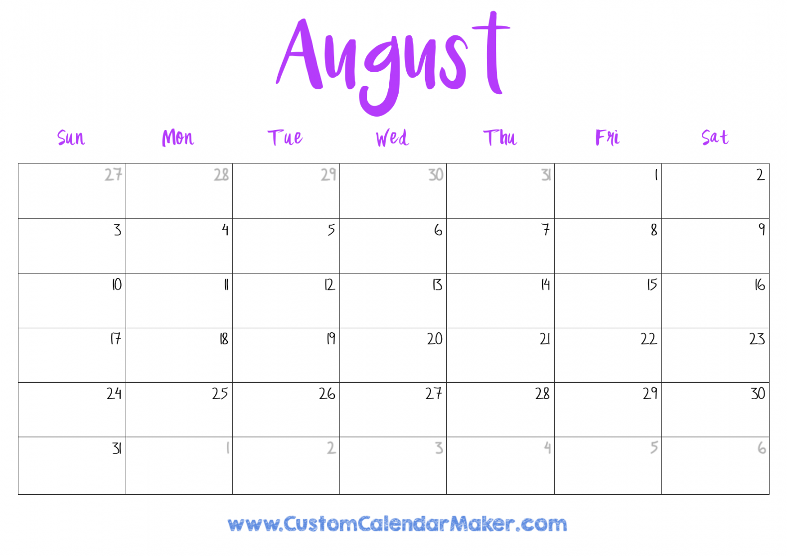 August  Printable Calendar ( Free Templates + PDF)