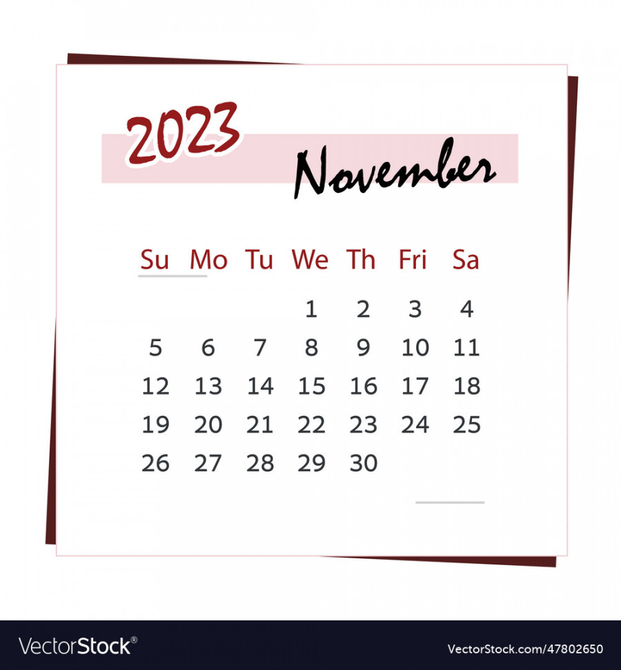 calendar for month of november square vector image