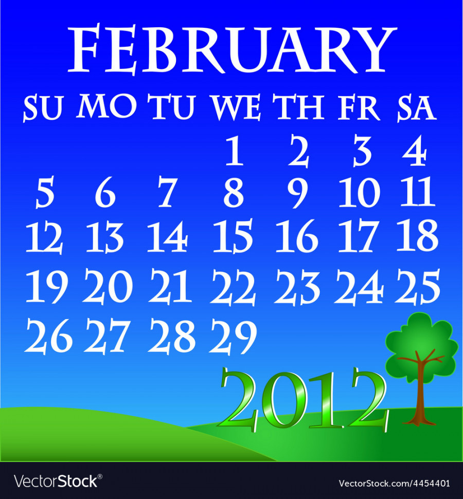 February  landscape calendar Royalty Free Vector Image