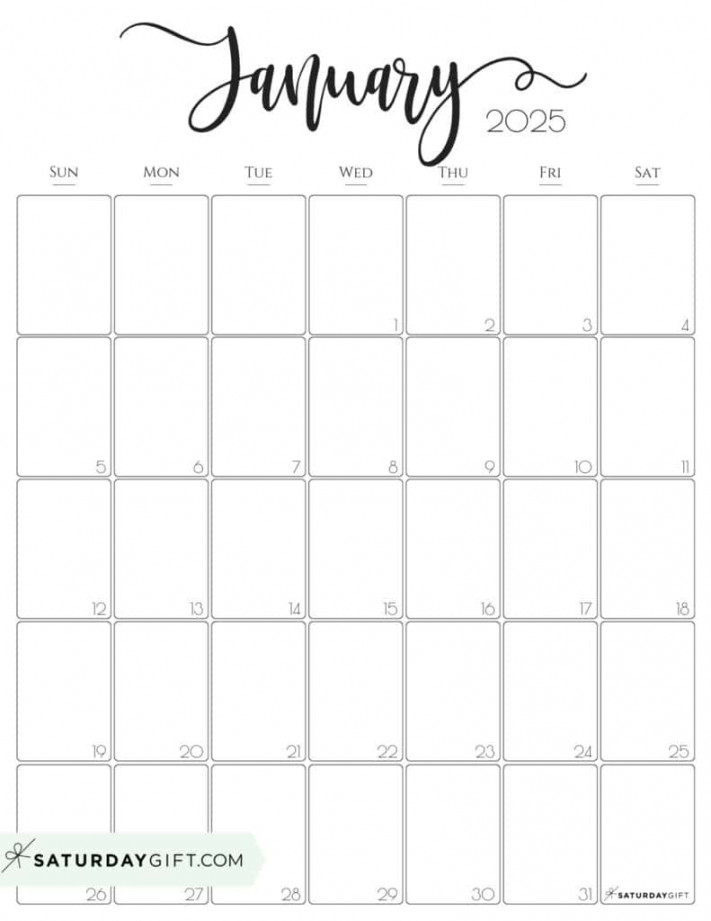 January  Calendar -  Cute & FREE Printables  SaturdayGift