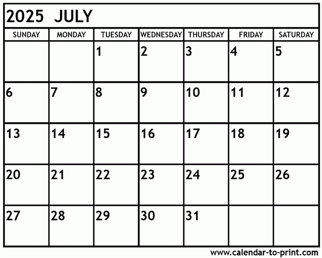 july calendar printable 1