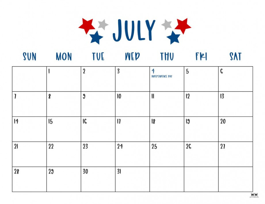 july calendars free printables printabulls 0