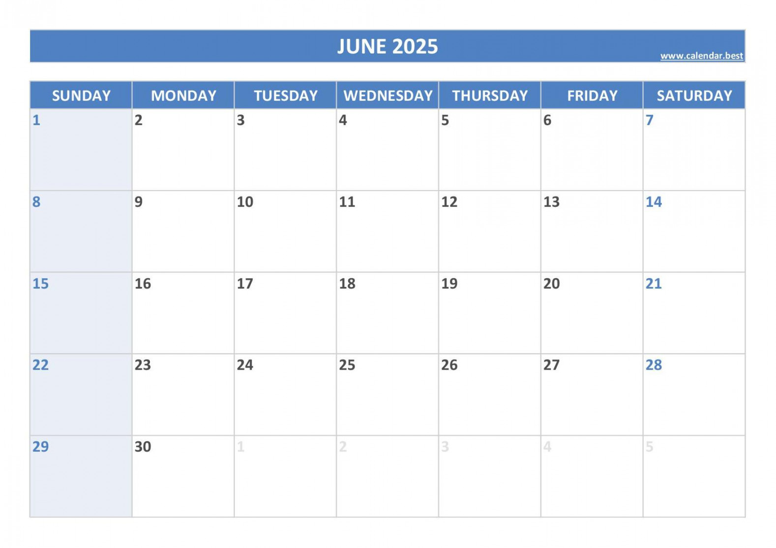 June  calendar -Calendar