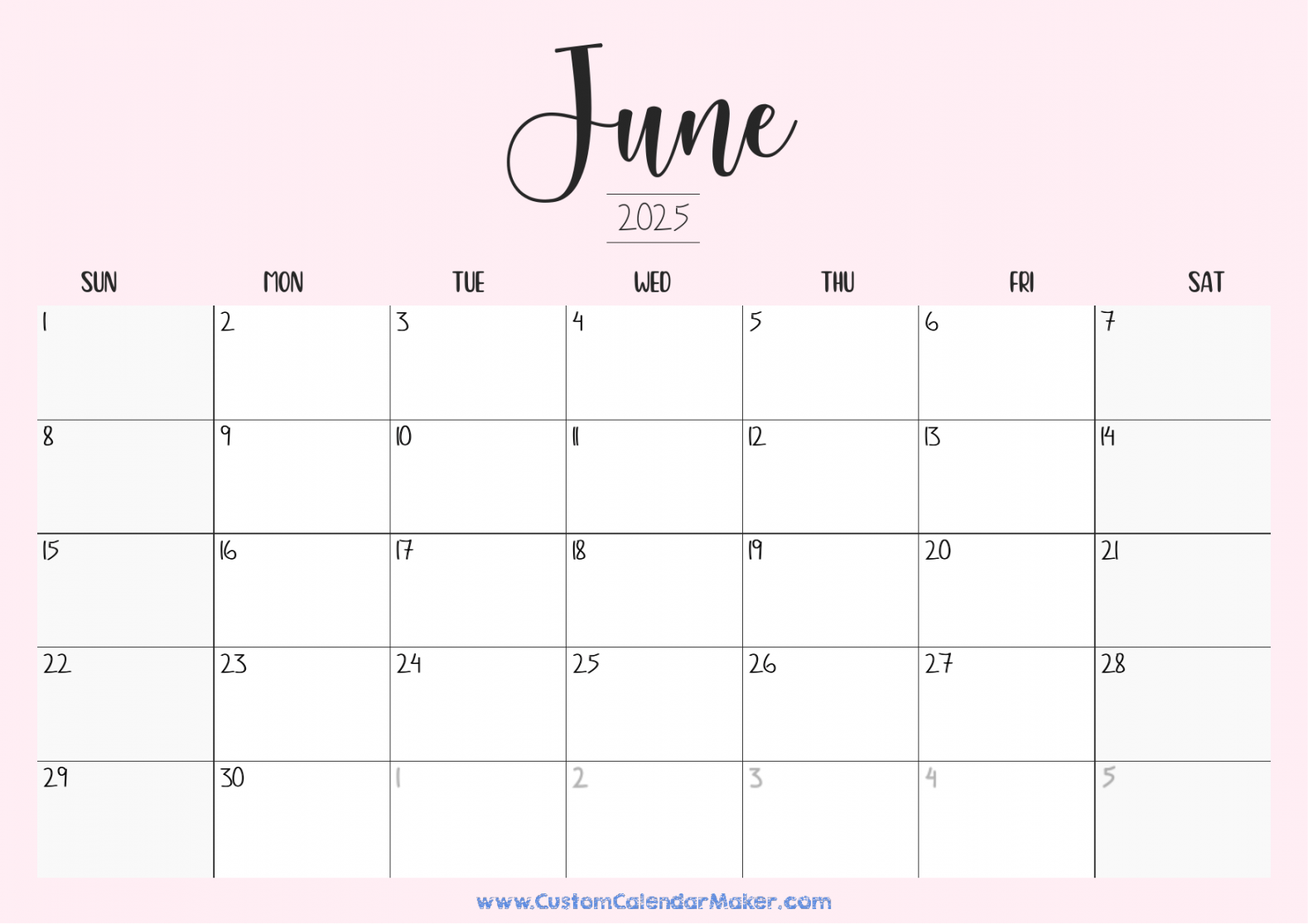 June  Printable Calendar ( Free Templates + PDF)