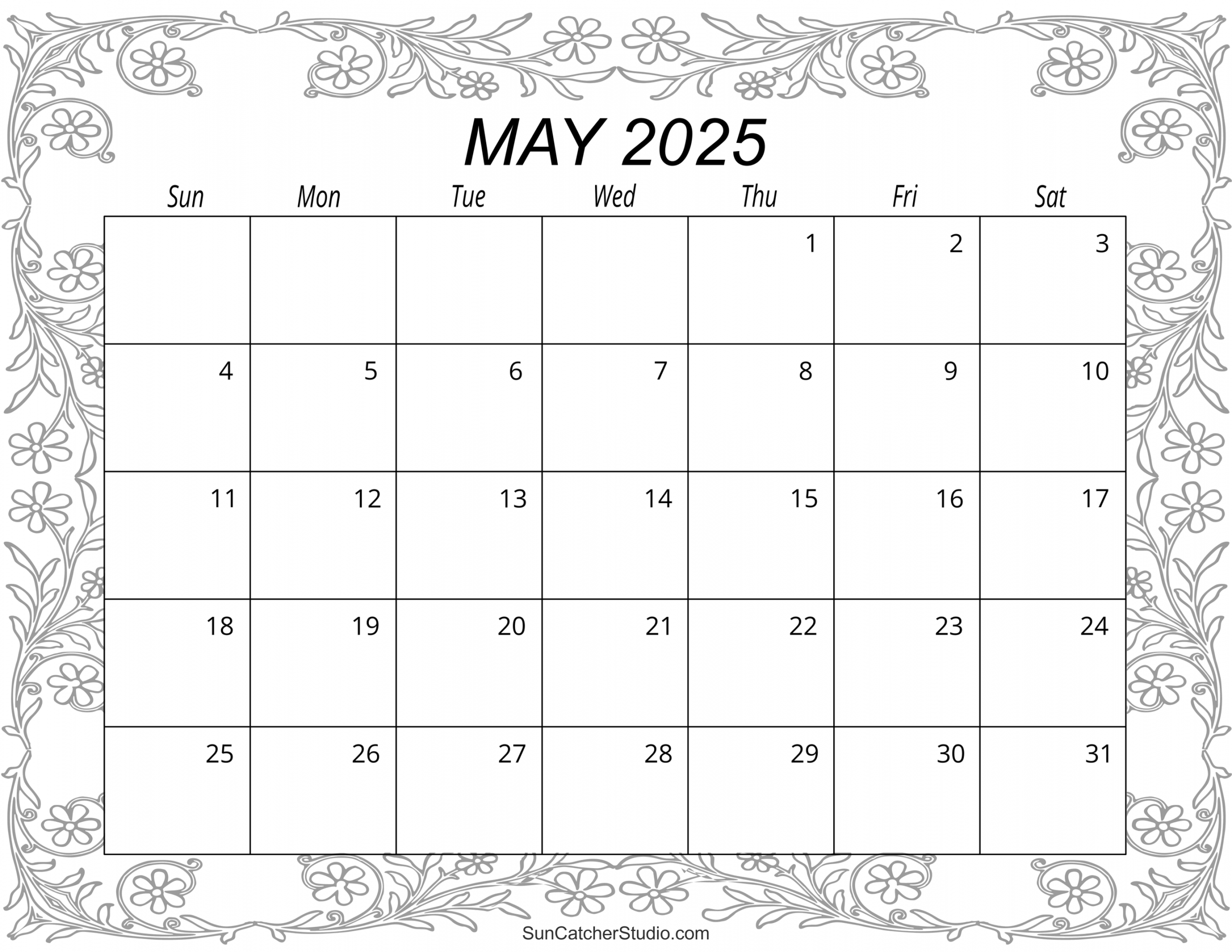 May  Calendar (Free Printable) – DIY Projects, Patterns