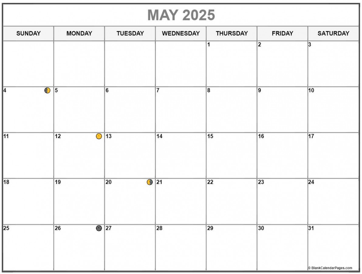 May  Lunar Calendar  Moon Phase Calendar