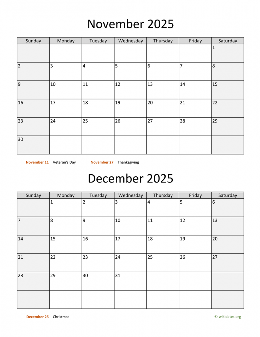 november and december calendar wikidates org