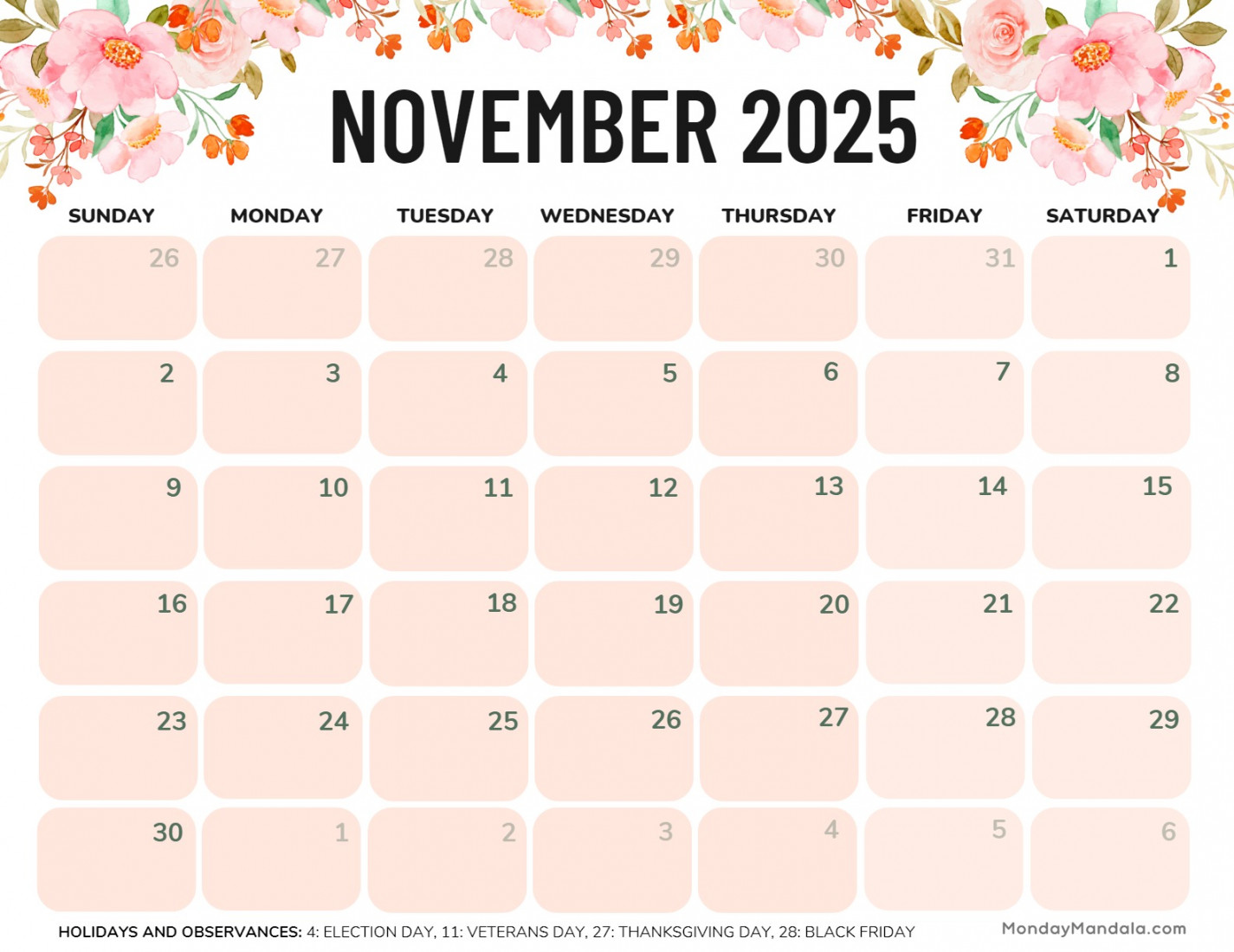 november calendar free pdf printables 3