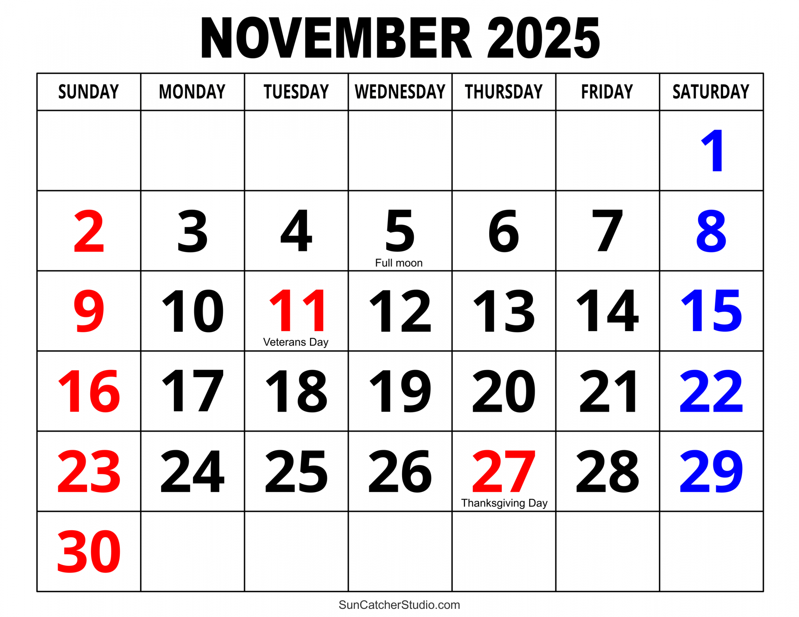 november calendar free printable diy projects patterns 13
