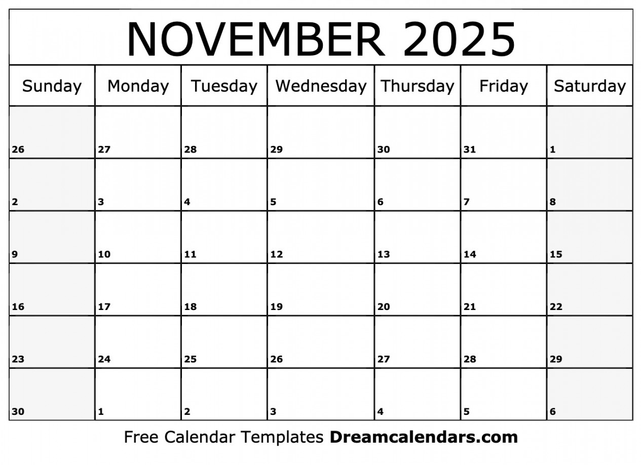 November  Calendar - Free Printable with Holidays and Observances