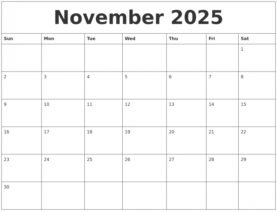 November  Word Calendar