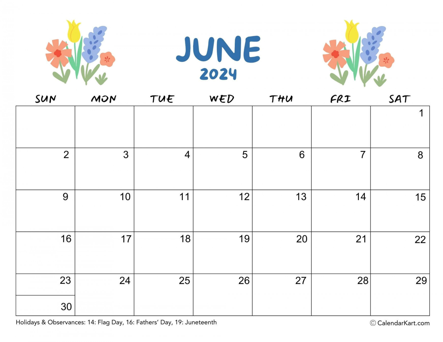 printable cute june calendar templates