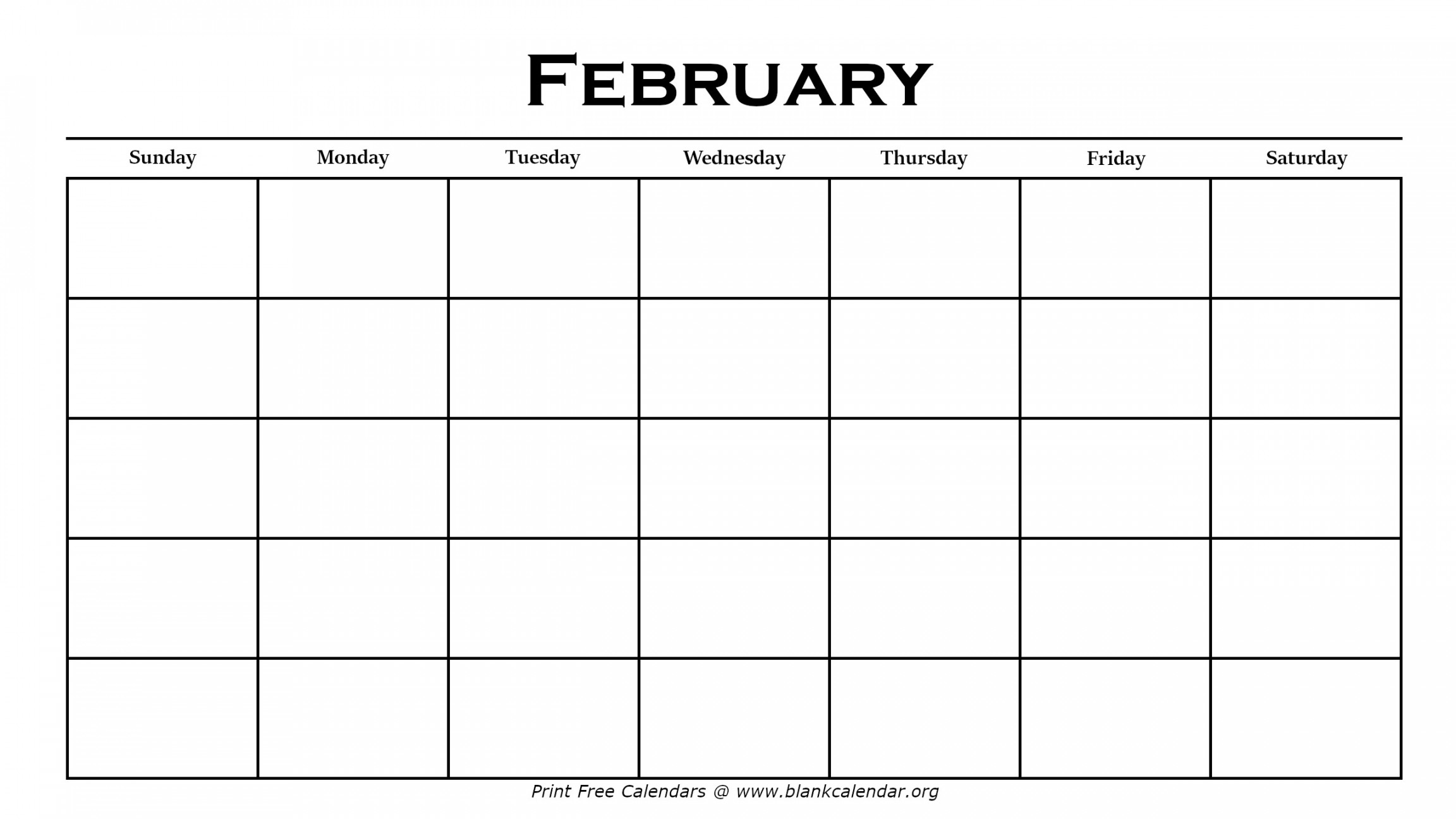 Printable February Calendars – Blank Calendar