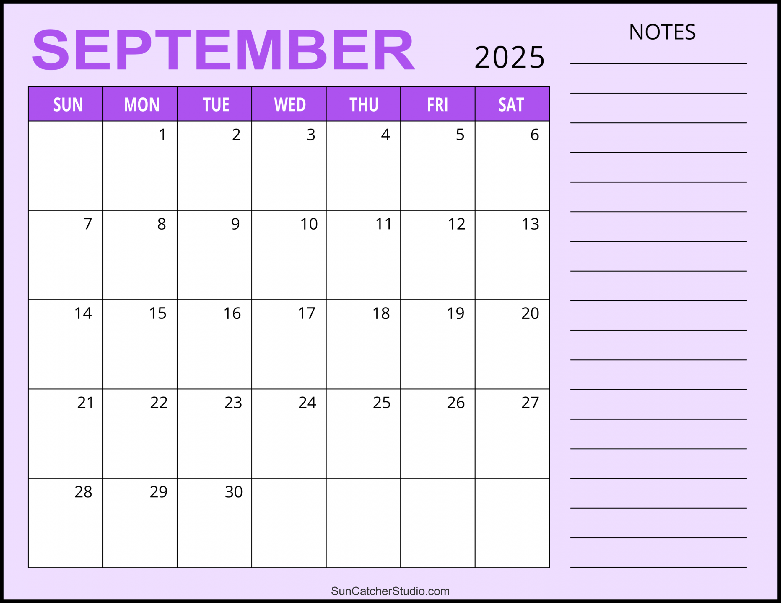 September  Calendar (Edit Printable) – DIY Projects, Patterns