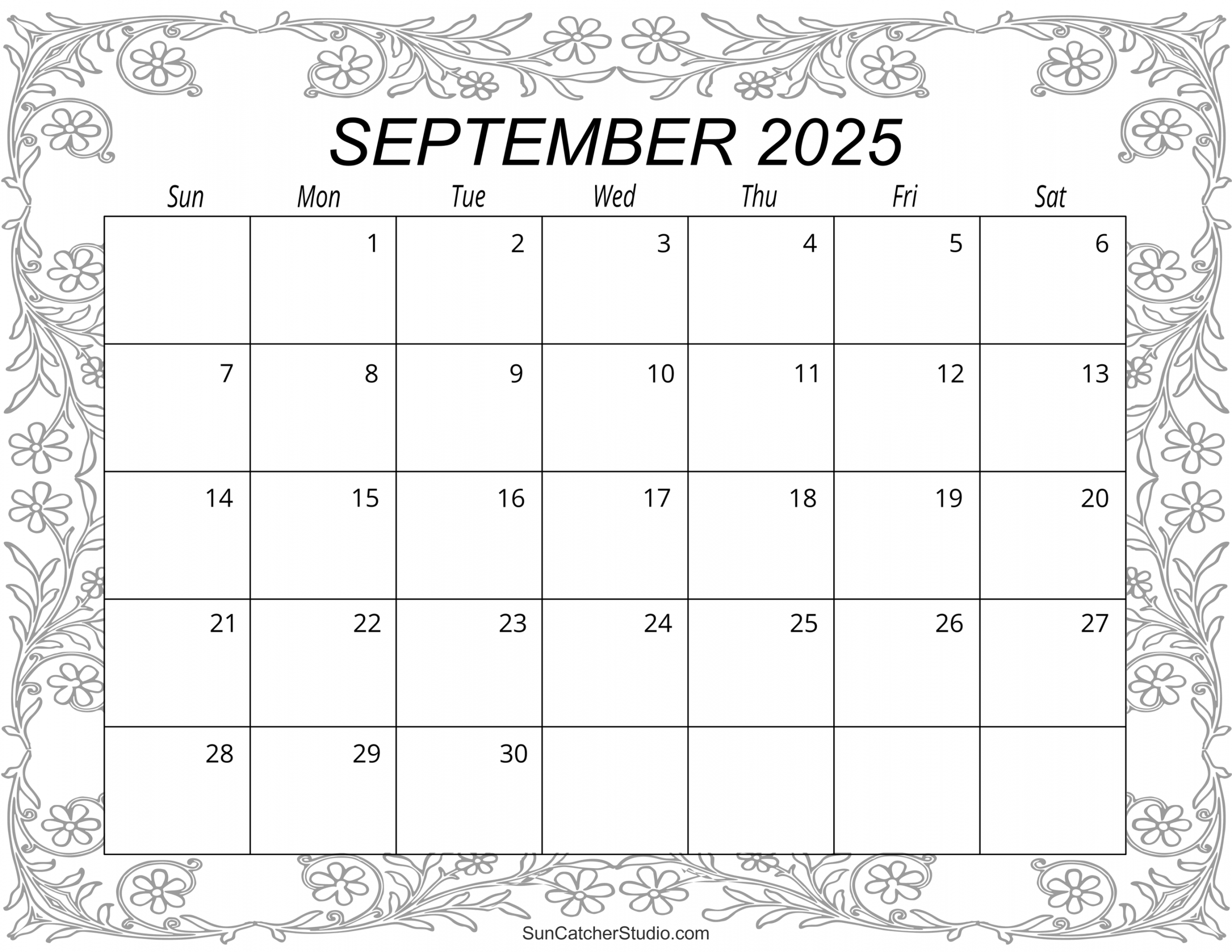 September  Calendar (Edit Printable) – DIY Projects, Patterns