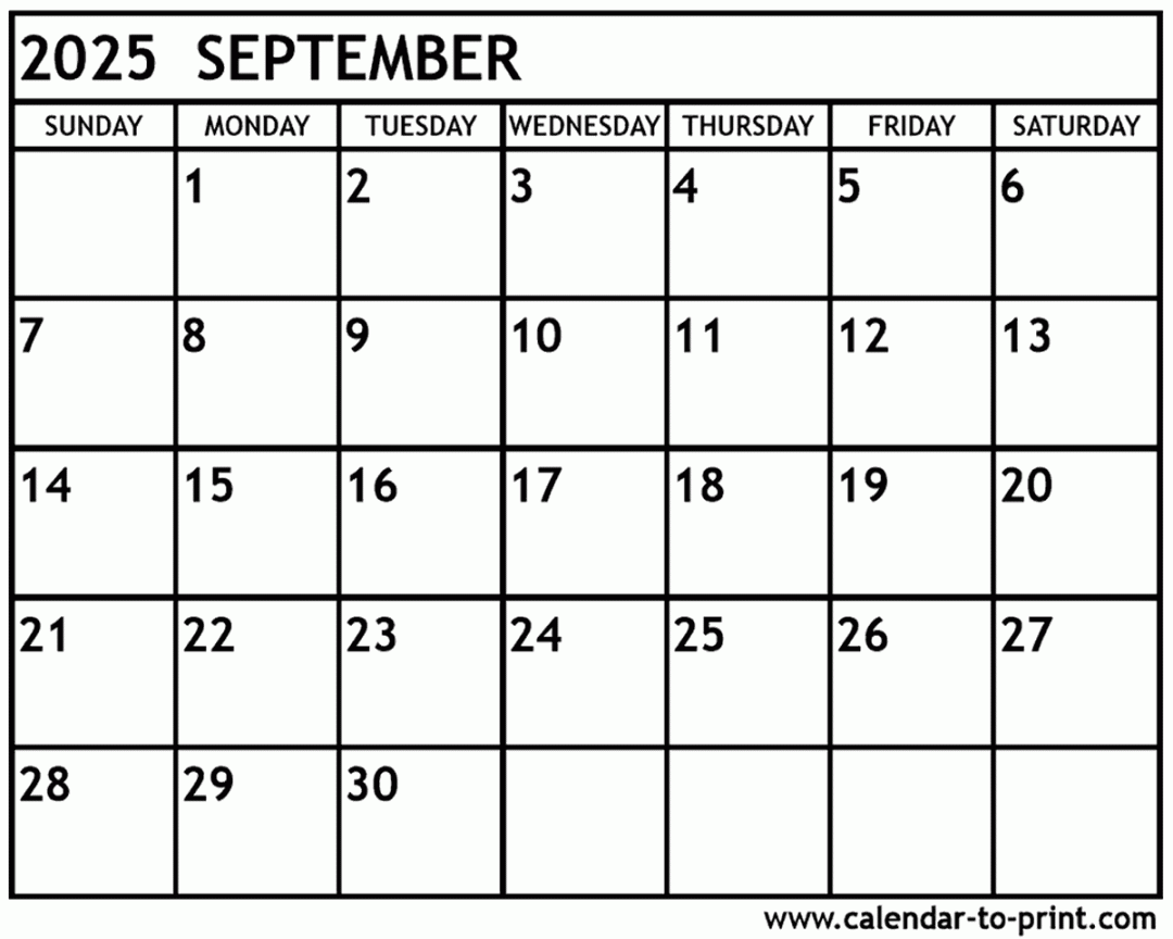 September  Calendar Printable