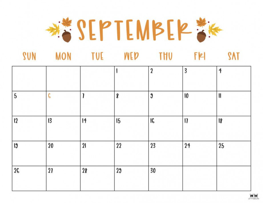 September  Calendars -  Free Printables  Printabulls