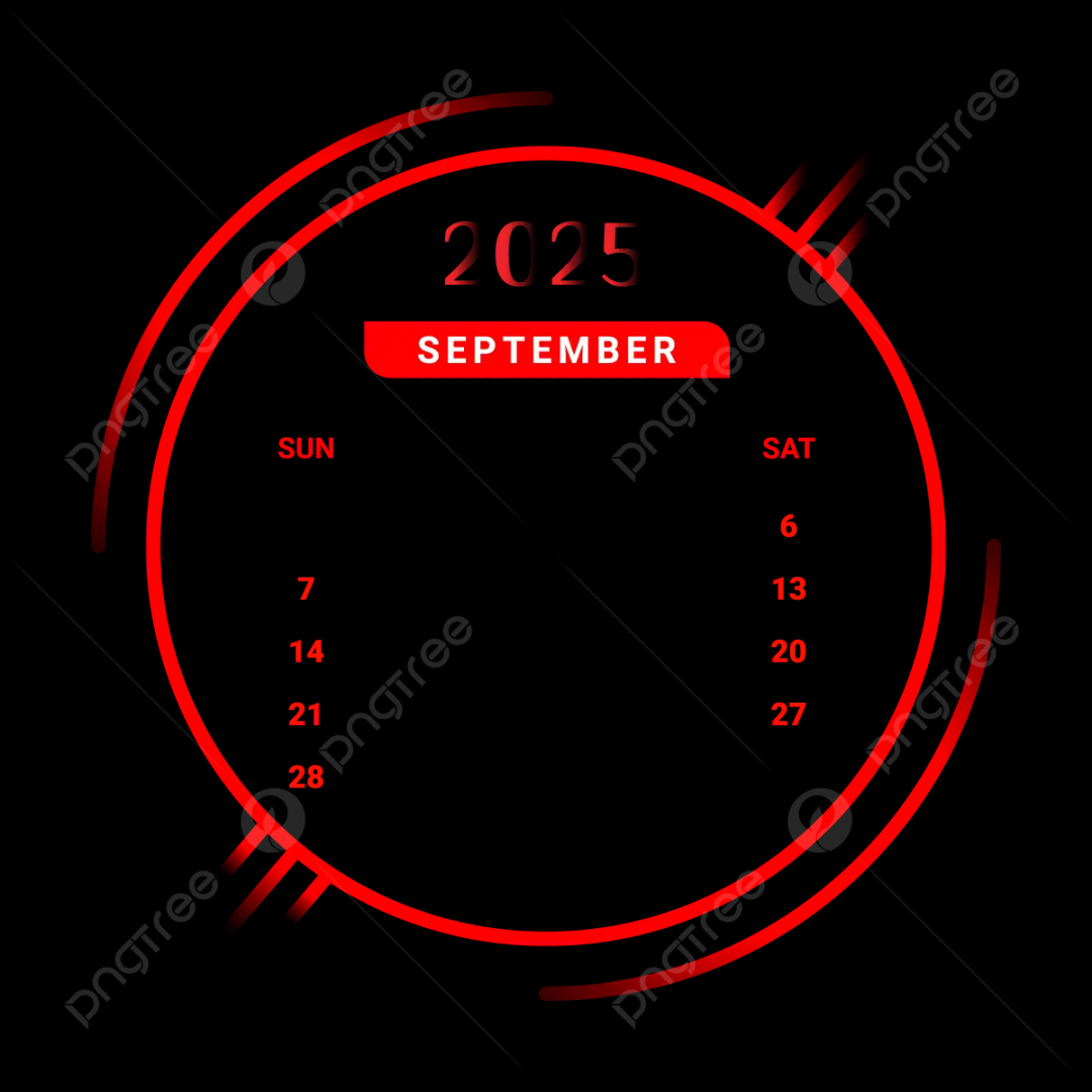 september month calendar red and black vector monthly