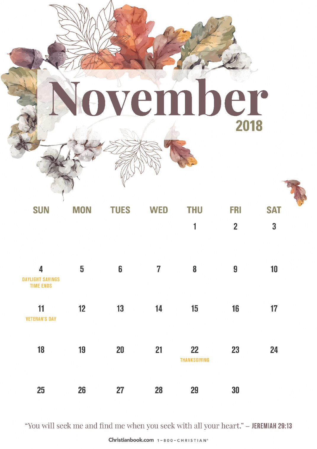 November  Calendar Download - Christianbook