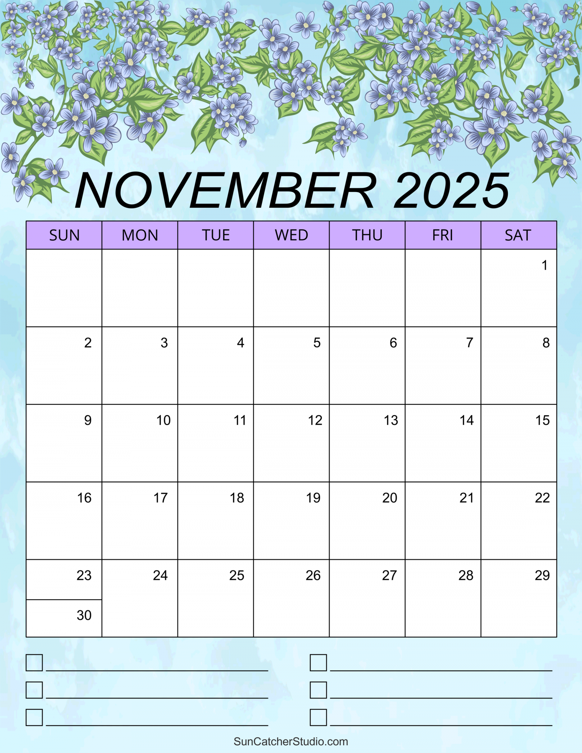 November  Calendar (Free Printable) – DIY Projects, Patterns