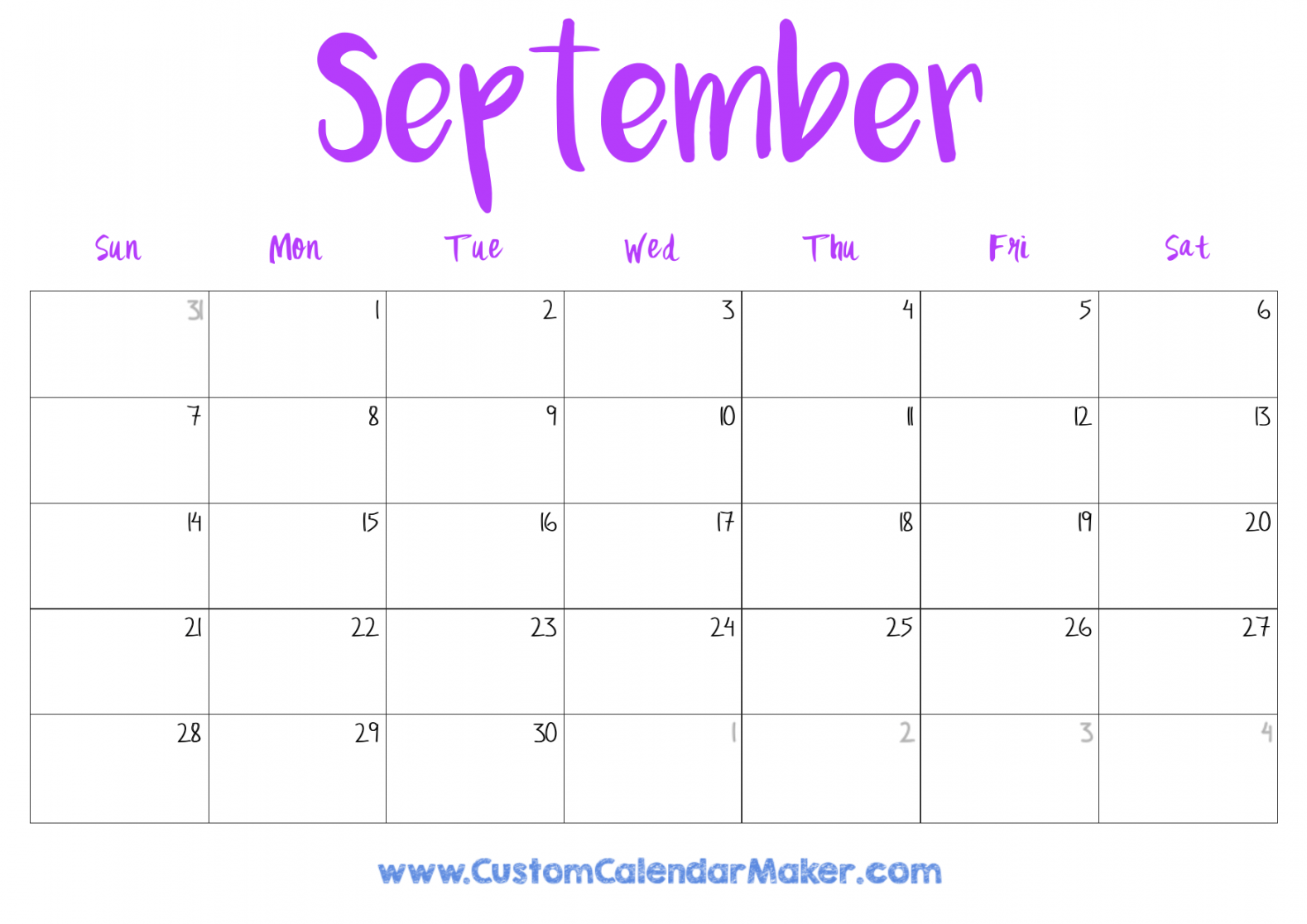 september printable calendar free templates pdf