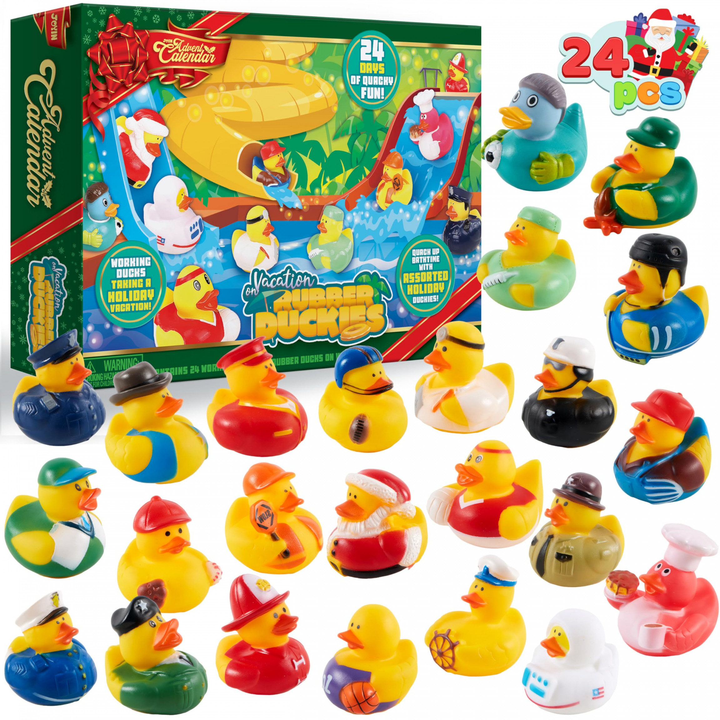 amazon com joyin days christmas advent calendar 20 rubber ducks for boys girls kids and toddlers christmas party favor xmas gifts halloween