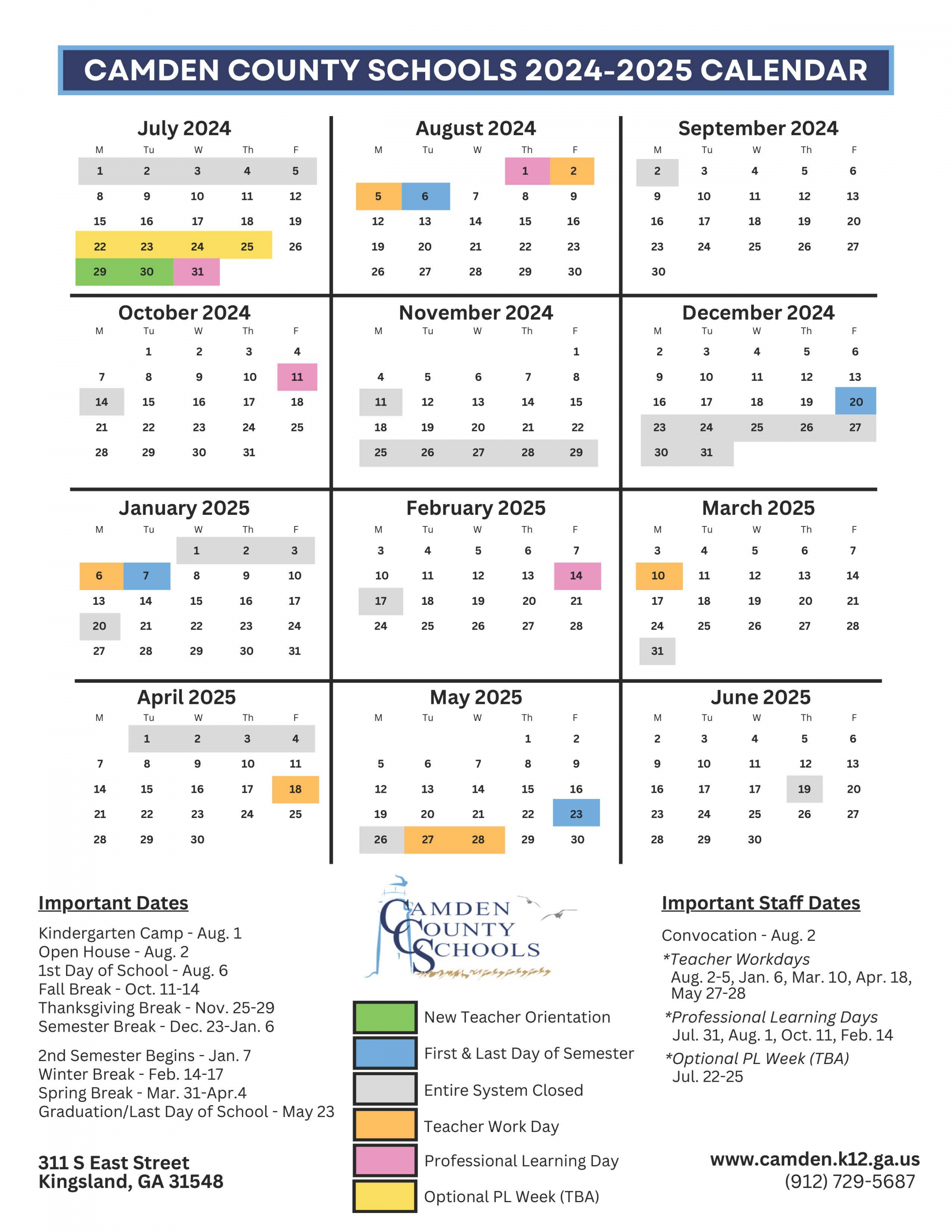 CALENDAR  Camden County Schools